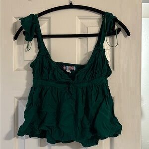 Urban Outfitters Green Tie Front Ruffled Camisole
